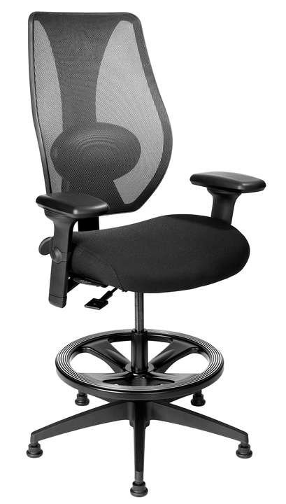 tCentric Hybrid Counter Height Chair Black Frame & Black Upholstered Seat