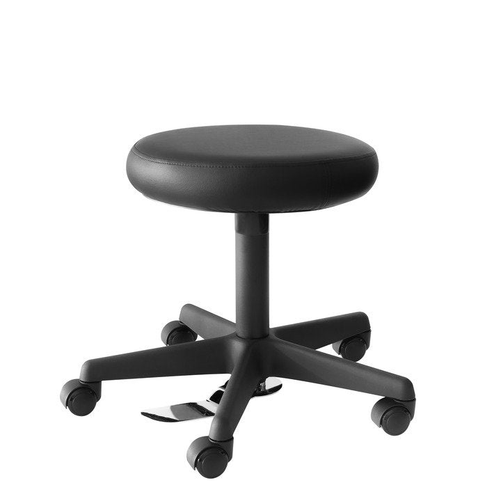 Hands Free Medical Stool - Vinyl Covered Foam Seat & Black Base